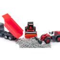 Set de construcción de carreteras Siku con camión de juguete y maquinaria pesada de metal.
