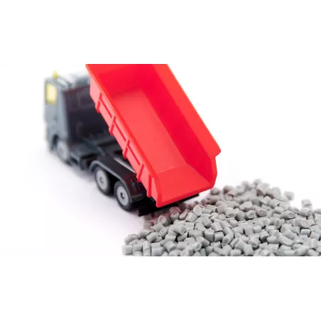 Set de construcción de carreteras Siku con camión de juguete y maquinaria pesada de metal.
