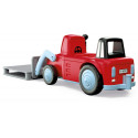 Juguete de granja Willy Worky con tractor cargador modular, figura articulada de granjero y accesorios de juego.