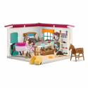 Tienda de equitación Schleich Horse Club con semental y accesorios de juguete.