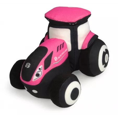 Tractor de peluche New Holland T7 rosa de tacto suave para coleccionistas