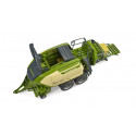Empacadora de juguete Krone BiG Pack 1290HDP VC de Bruder a escala 1:16 con dos pacas de heno.
