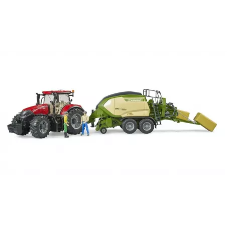 Empacadora de juguete Krone BiG Pack 1290HDP VC de Bruder a escala 1:16 con dos pacas de heno.