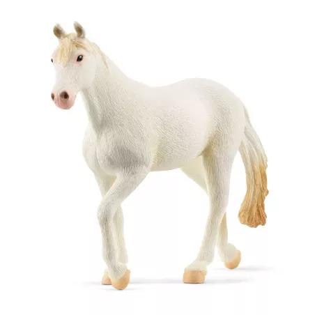 Figura de yegua Camarillo de Schleich con pelaje blanco puro y diseño realista para coleccionistas.