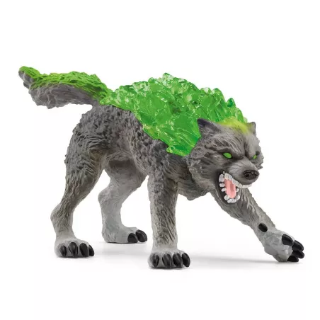 Figura de lobo de granito Schleich con detalles realistas de piedra y mirada penetrante.