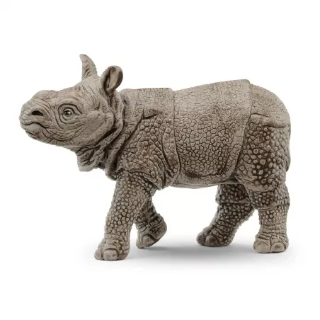 Figura de juguete detallada de cría de rinoceronte indio Schleich para niños y coleccionistas.