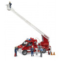 Camión de bomberos Mercedes-Benz Sprinter de juguete Bruder a escala 1:16 con escalera extensible.