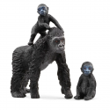 Figuras de juguete Schleich de familia de gorilas de llanura con madre y dos crías.