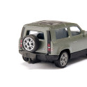 Miniatura Land Rover Defender 90 P400 verde Pangea de metal con techo acristalado y rueda de repuesto.
