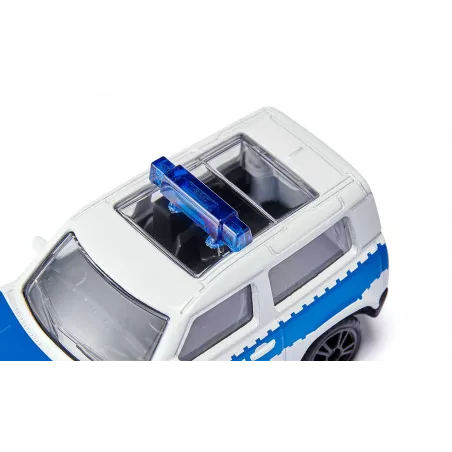Vehículo de juguete Land Rover Defender Policía Federal Siku de metal con barra de luces azul y ruedas de goma.