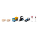 Set de construcción Siku con camión, carretilla elevadora y cargadora de juguete en color azul metálico