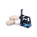 Set de construcción Siku con camión, carretilla elevadora y cargadora de juguete en color azul metálico