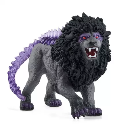 Figura de juguete León de sombra de Schleich Eldrador con pelaje oscuro y diseño detallado de guerrero felino.