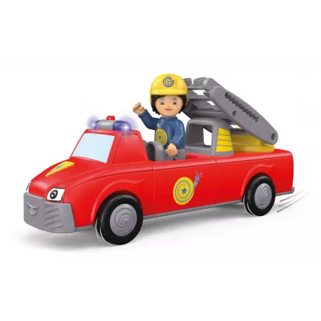 Camión de bomberos de juguete modular Harry Ayuda con luces y sonido para estimulación motriz.