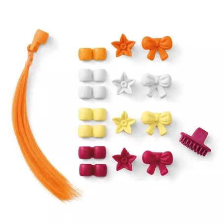 Set de accesorios de peluquería con pinzas, cuentas y lazos de colores para personalizar caballos de juguete Schleich.