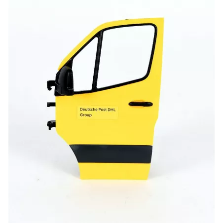 Puerta izquierda amarilla de repuesto para camión de juguete MB Sprinter DHL de Bruder.