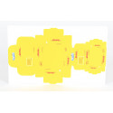 Paquetes de juguete de DHL de Bruder, set de 8 cajas de cartón precortadas para camiones de reparto.