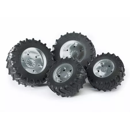 Neumáticos gemelos color plata para tractores de juguete Bruder serie 3000