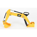 Excavadora de cangilones CAT de juguete con brazo de cuchara articulado y cabina giratoria.
