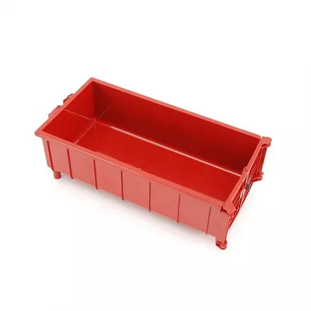 Contenedor intercambiable burdeos de juguete Bruder para camiones de transporte.