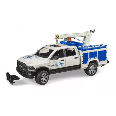 Camioneta de juguete RAM 2500 a escala 1:16 con grúa extensible y chasis todoterreno.