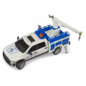 Camioneta de juguete RAM 2500 a escala 1:16 con grúa extensible y chasis todoterreno.