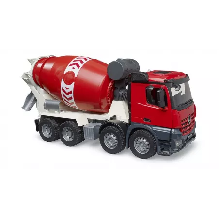 Camión hormigonera de juguete Mercedes-Benz Arocs de Bruder a escala 1:16 con tambor giratorio.