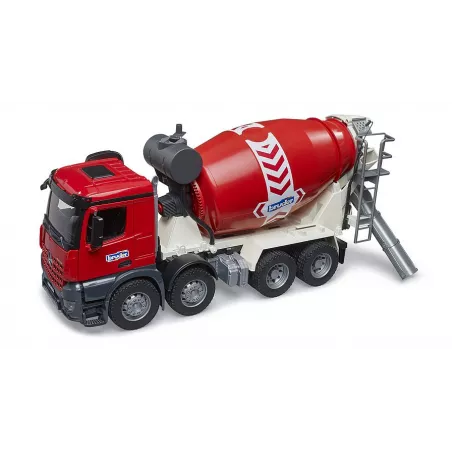 Camión hormigonera de juguete Mercedes-Benz Arocs de Bruder a escala 1:16 con tambor giratorio.