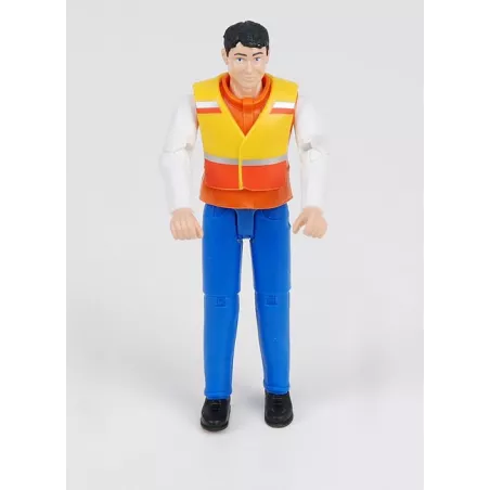 Figura articulada de conductor de moto acuática Bruder a escala 1:16 para juegos de aventuras náuticas.