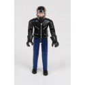 Figura articulada de conductor de moto Cafe Racer Bruder a escala 1:16