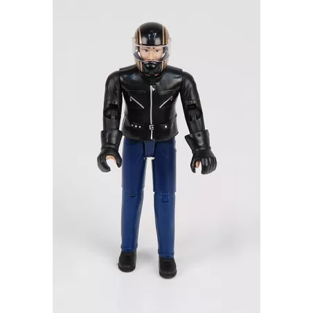 Figura articulada de conductor de moto Cafe Racer Bruder a escala 1:16
