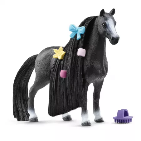 Yegua de juguete Beauty Horse Quarter Horse de Schleich con crin decorable y accesorios de peluquería.