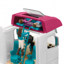 Autocaravana de juguete con zona para caballos, tres figuras de caballos, personajes y accesorios.