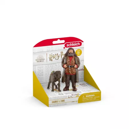 Figura Schleich de Hagrid y su perro Fang de Harry Potter, detallada y pintada a mano para coleccionistas.