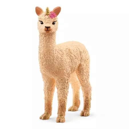 Figura de cría de unicornio llama de Schleich con purpurina y flores de la colección Bayala.