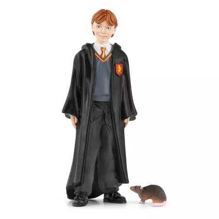 Figura de colección Schleich de Ron Weasley y su rata Scabbers, detallada y fiel al personaje de Harry Potter.