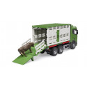Camión de juguete para transporte de ganado Scania Super 560R con rampa y figura de vaca