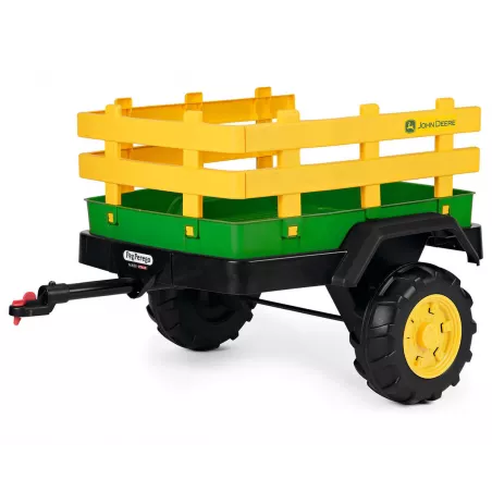 Remolque de dos ruedas John Deere Dual Force para tractor de juguete infantil.