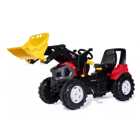 Tractor de juguete a pedales Lintrac con pala frontal operativa de Rolly Toys para niños.
