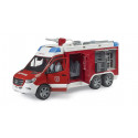 Camión de bomberos de juguete Mercedes-Benz Sprinter a escala 1:16 con luces, sonido y bomba de agua real.