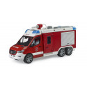 Camión de bomberos de juguete Mercedes-Benz Sprinter a escala 1:16 con luces, sonido y bomba de agua real.