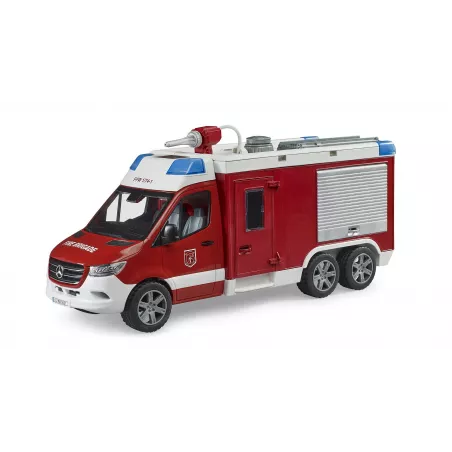 Camión de bomberos de juguete Mercedes-Benz Sprinter a escala 1:16 con luces, sonido y bomba de agua real.