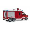 Camión de bomberos de juguete Mercedes-Benz Sprinter a escala 1:16 con luces, sonido y bomba de agua real.