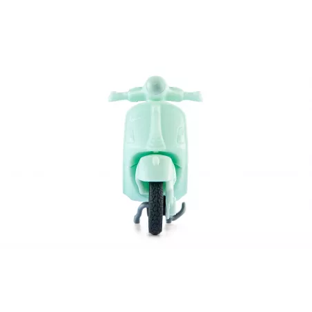 Miniatura de moto Vespa 125 GTS Súper de Siku en color verde menta con manillar móvil