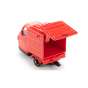 Miniatura de Piaggio Mono en metal y plástico, vehículo de juguete detallado y resistente.