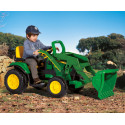 Tractor excavadora eléctrica infantil John Deere Ground Loader de 12V con pala móvil para niños.