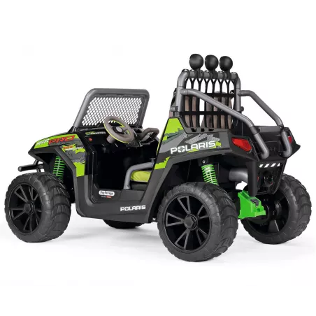 Todoterreno eléctrico infantil Polaris RZR Pro Verde Sombra de 24V con ruedas de goma de tracción extrema.
