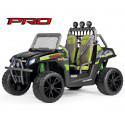 Todoterreno eléctrico infantil Polaris RZR Pro Verde Sombra de 24V con ruedas de goma de tracción extrema.