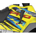 Quad eléctrico infantil Polaris Sportsman Pro Cítricos de 24V con ruedas de goma para terrenos difíciles.