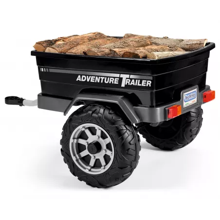 Remolque negro de juguete Adventure para coches eléctricos infantiles Peg-Perego Gaucho y Polaris.